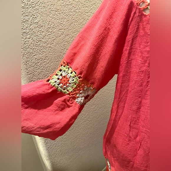 NEW Boho Crochet Fringe Colorful Swim Coverup Dress S - Picture 6 of 6